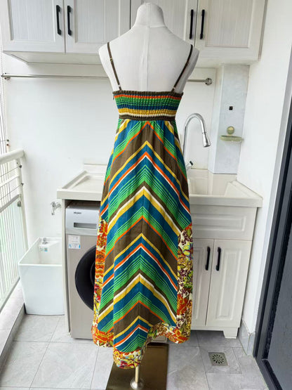 AM Vivid stripe linen midi dress