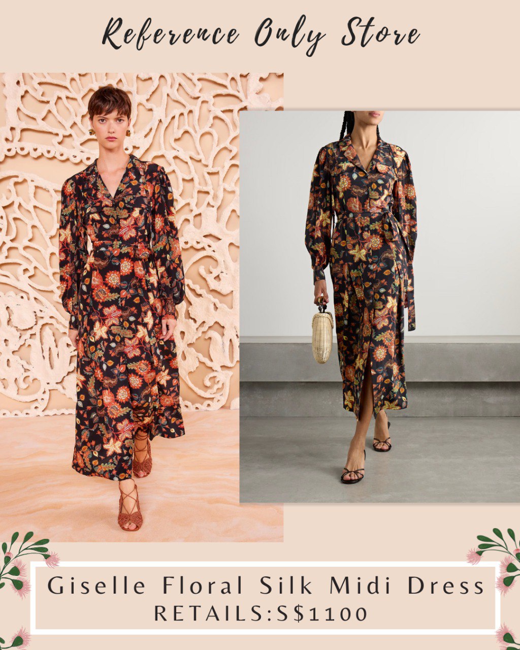 UJ Giselle floral silk midi dress