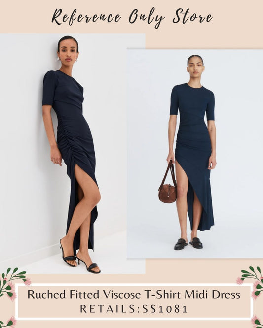 MSE Ruched fitted viscose t shirt midi dress