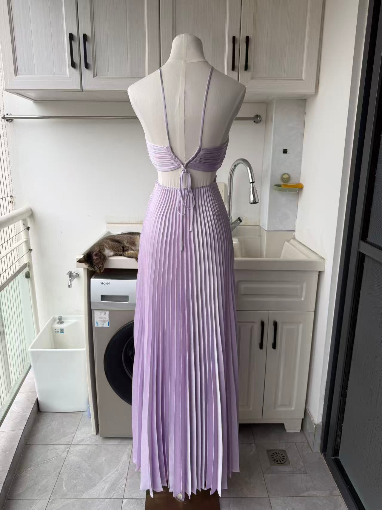 ALC Moira satin pleated maxi dress