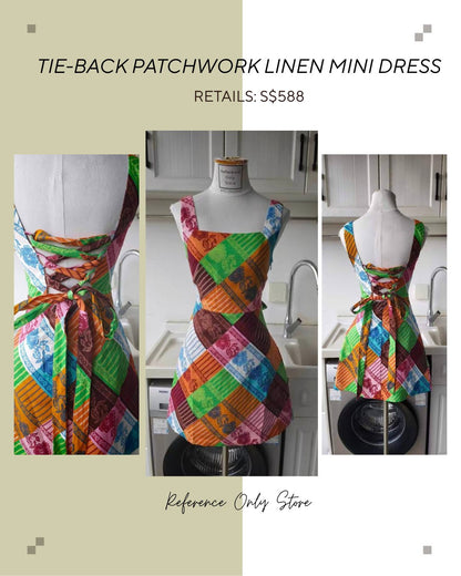 AM Tie back patchwork linen mini dress