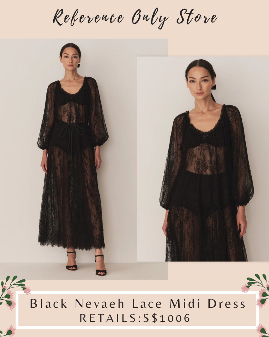 DN Black Nevaeh Lace Midi Dress