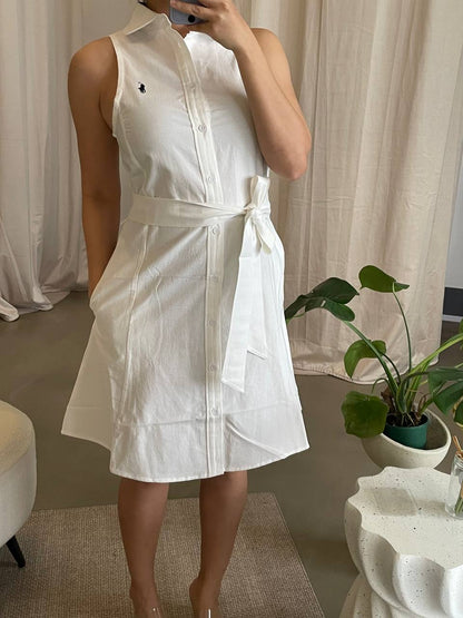 RL Sleeveless oxford cotton shirt midi dress