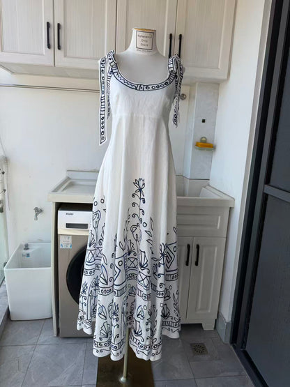 AM Marrakech ballet linen midi sun dress