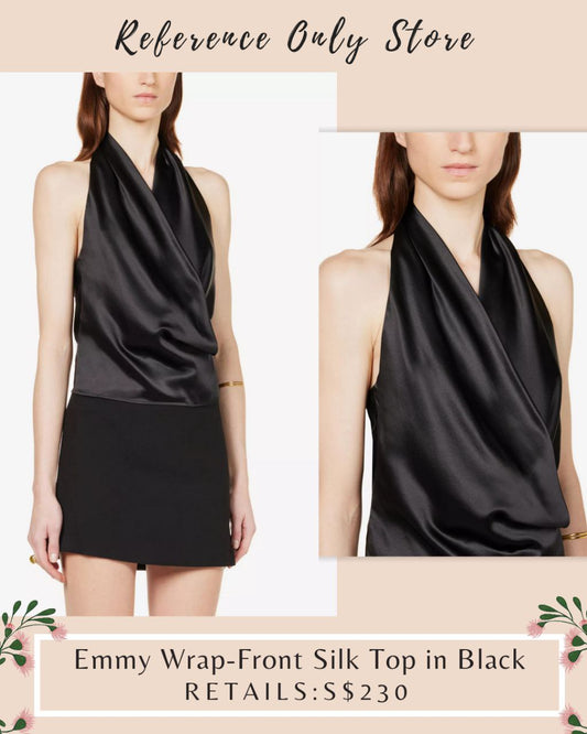 Ref Emmy Wrap Silk Top in Black