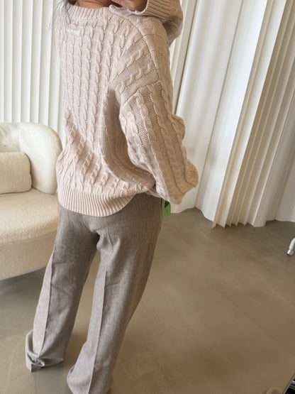 MM Cashmere Cable knit sweater in sand beige