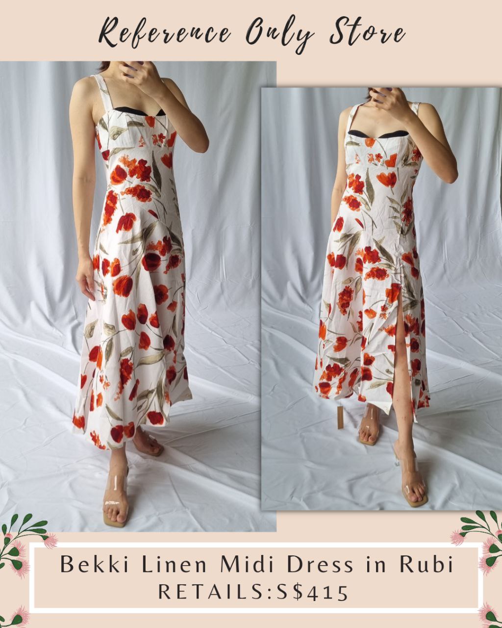 Ref Bekki Linen Midi Dress in Floral