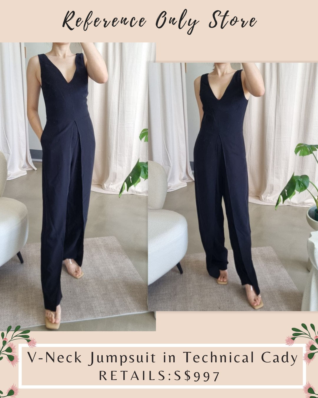 EA V Neck Jumpsuit in Technical cady