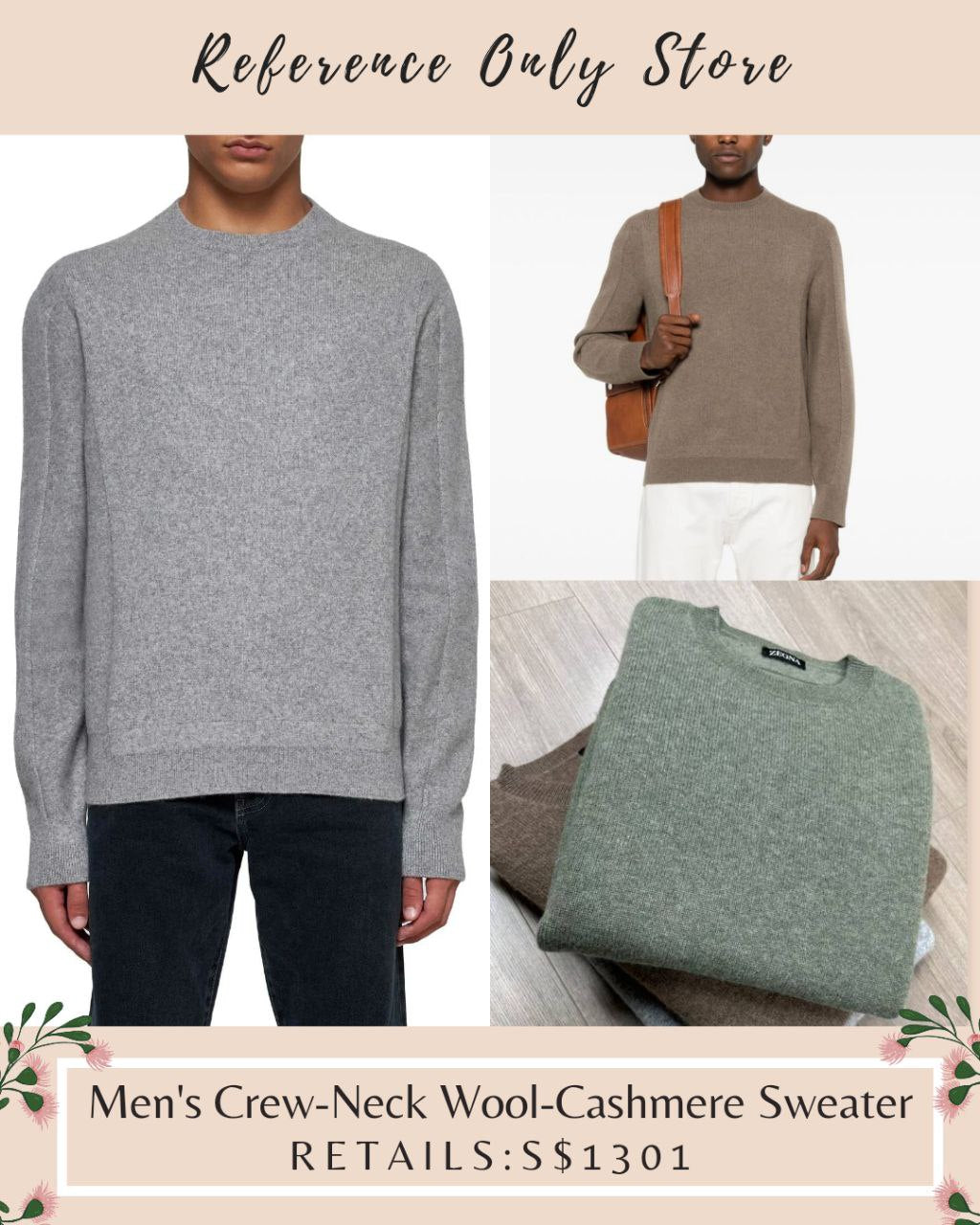 🎁 ZN men’s crew neck wool cashmere sweater