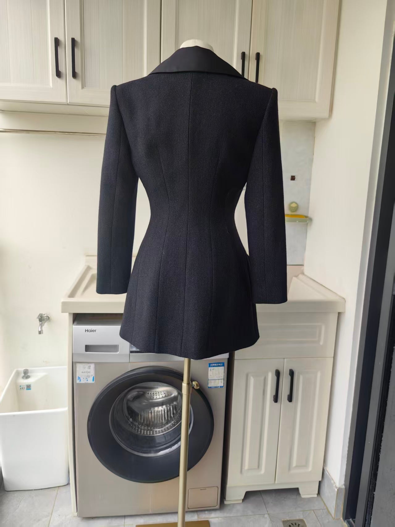 SP Black Wool blend double breasted coat