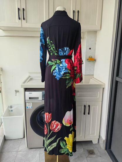 AO Chassidy floral viscose black midi dress