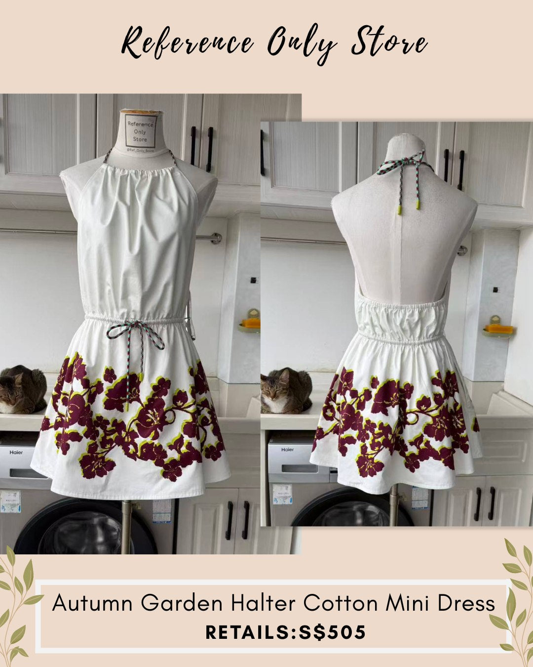 AM Autumn Garden Halter cotton mini dress