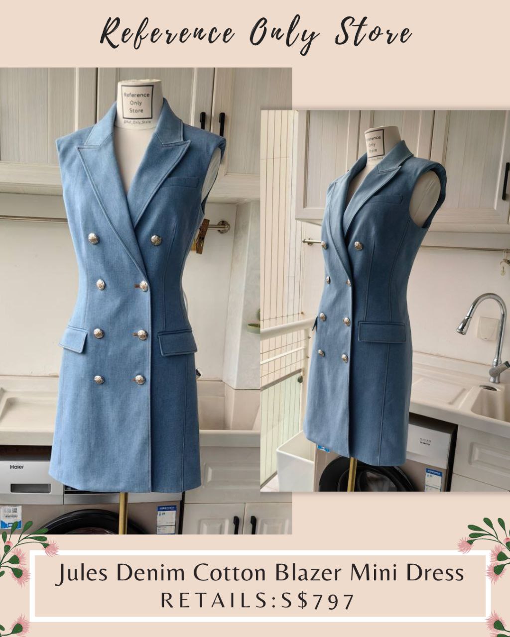 VB Jules Denim Cotton Blazer Mini Dress