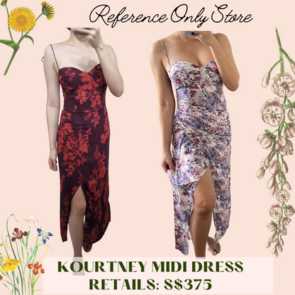 Ref Kourtney Midi Dress in Lilac, Red, Faded Yellow Floral