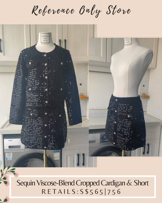 MJ Sequin viscose blend cropped cardigan / mini skirt