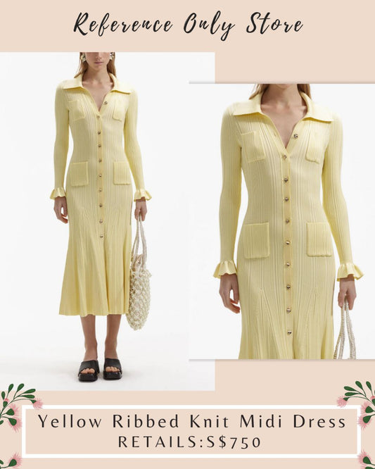 SP Yellow Ribbed Knit Midi Dress