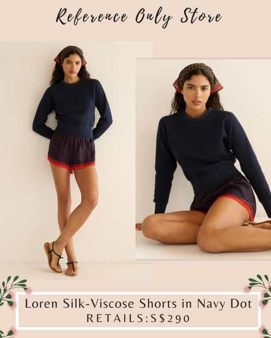 DN Loren silk viscose shorts in navy dot
