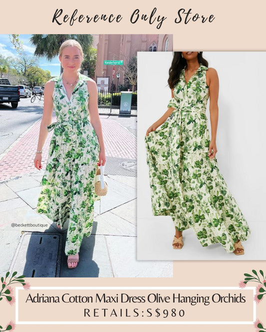 Cc Adriana Cotton Maxi Dress in Olive Hanging Branch