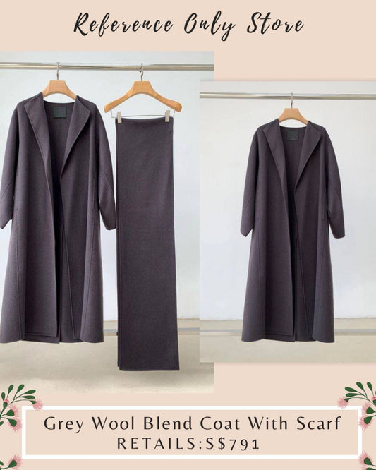 🎁 MD Grey Wool Blend Coat