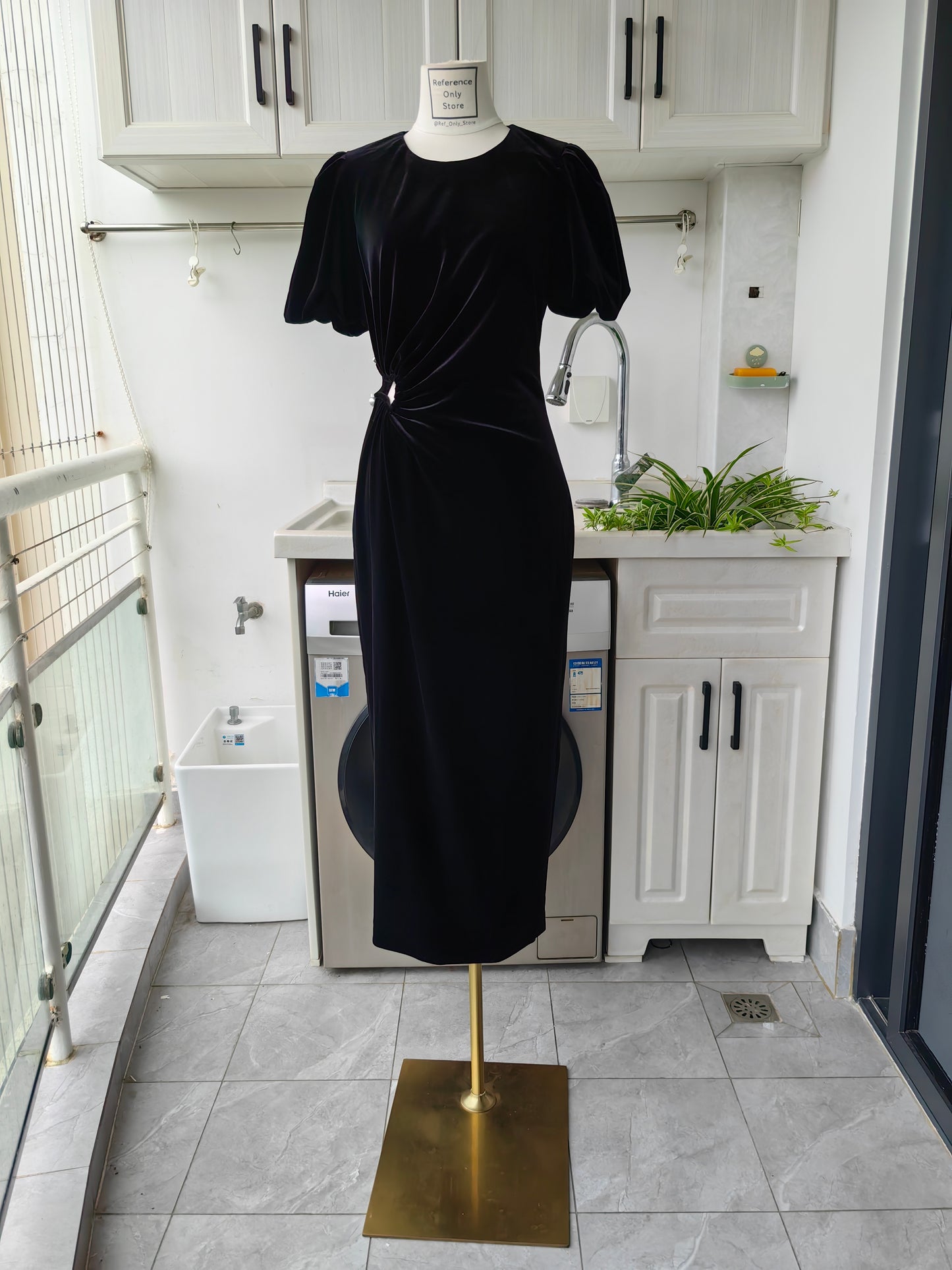 SP Black velvet cut out midi dress