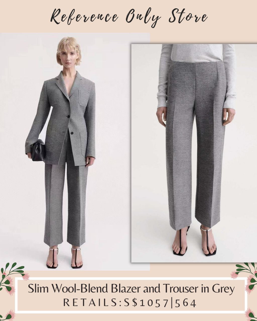 Tot Slim Wool Blend Blazer and Trouser in Grey