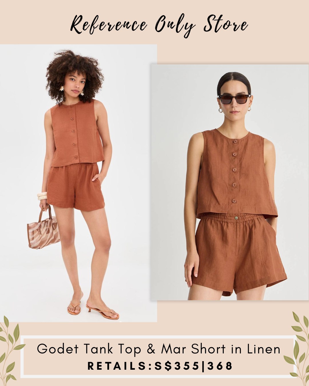 AA godet tank top and mar shorts in linen