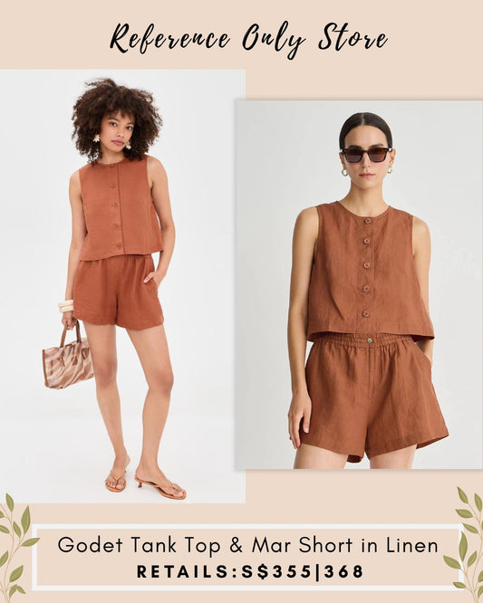 AA godet tank top and mar shorts in linen