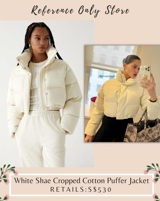 Kth White Shae Cropped Cotton Puffer Jacket