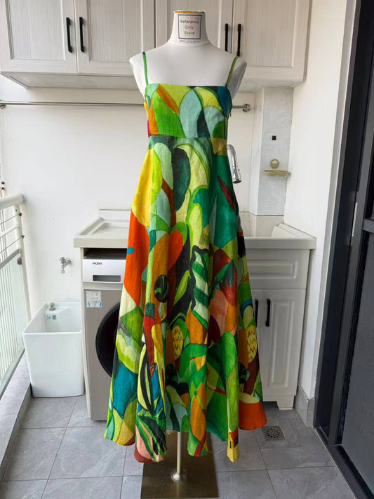 AM Rustic Multi color linen midi dress