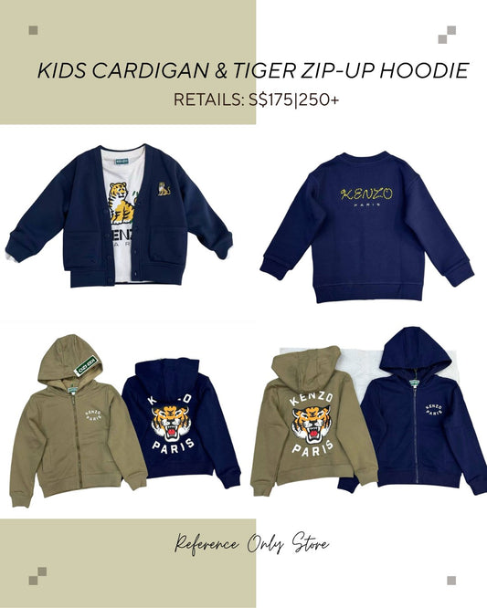 KZ Kids cardigan and tiger zip up hoodie