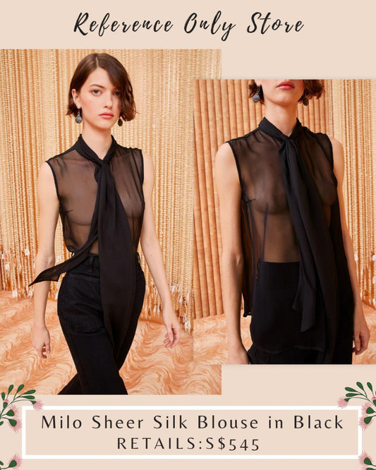 UJ Milo Sheer Silk Blouse in Black