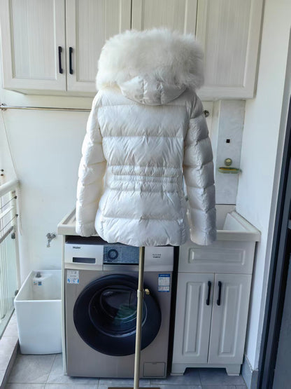 MC Boed Hooded shearling trimmed short down jacket