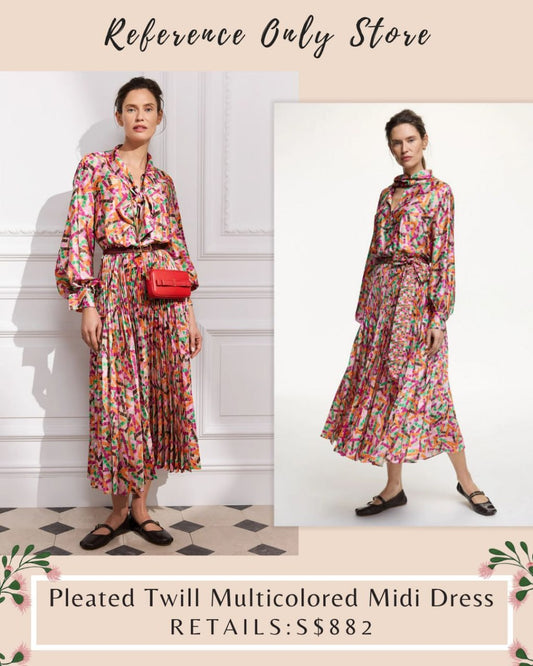 CH pleated twill midi dress