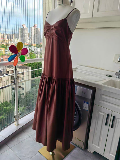 alc Harper cotton maxi dress in chocolate brown