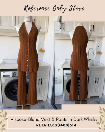 VB Viscose blend pants and vest top in dark whisky