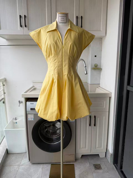 SK Yellow balloon mini dress