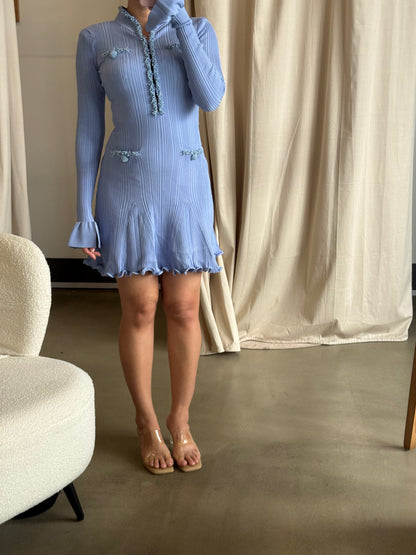 SP Blue Pearl Knit viscose blend mini dress