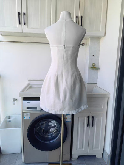 ALX White Cruz cotton blend mini dress
