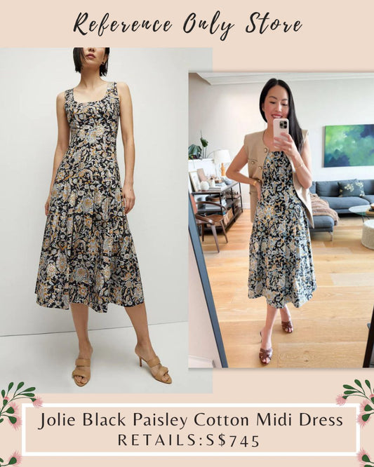 VB Jolie Black Paisley Cotton Midi Dress