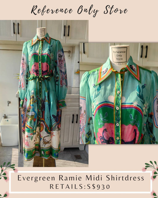 AM Evergreen Ramie Midi Shirt Dress
