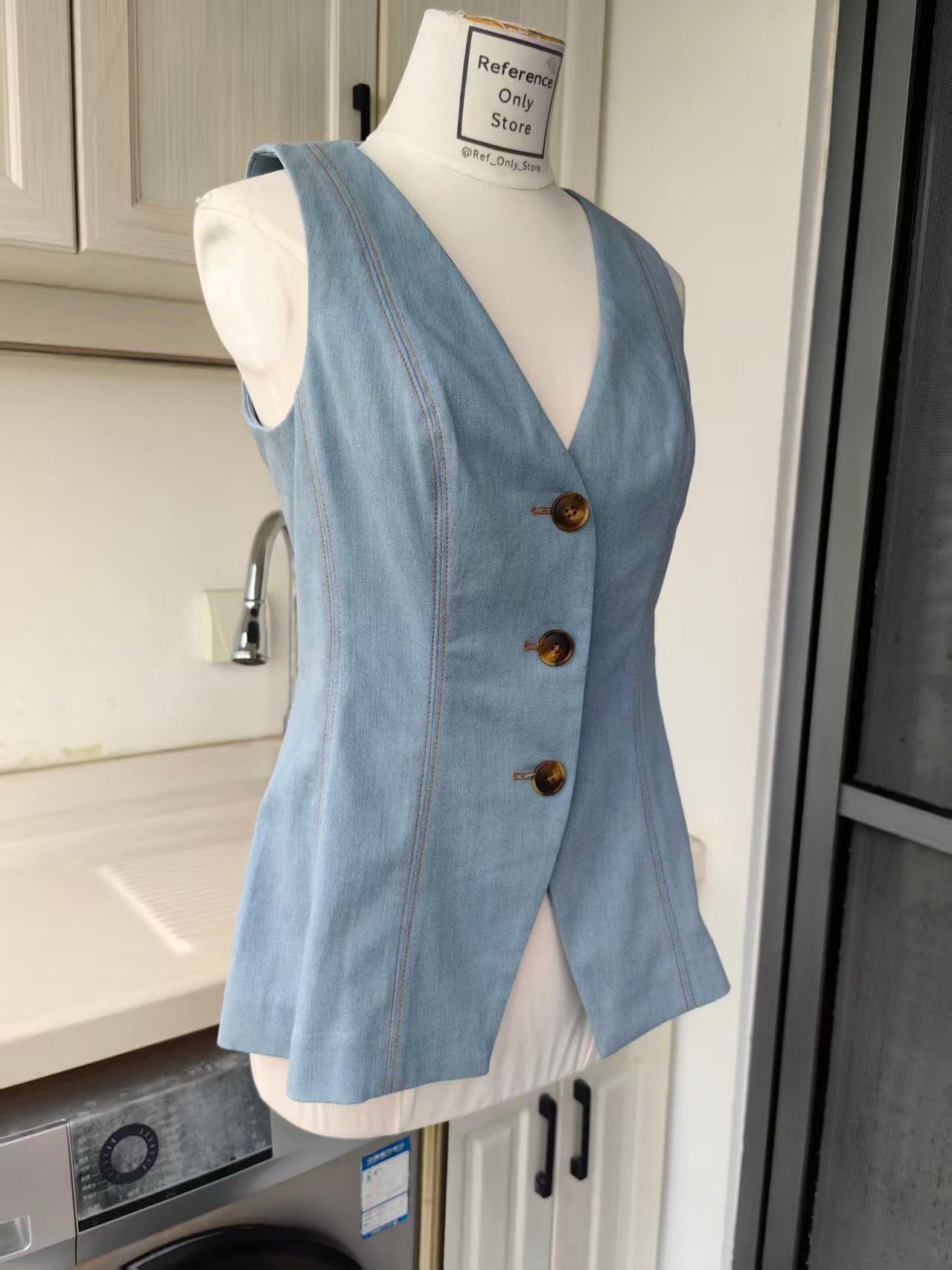 VB denim cotton Avalina vest and Hawthorne pants