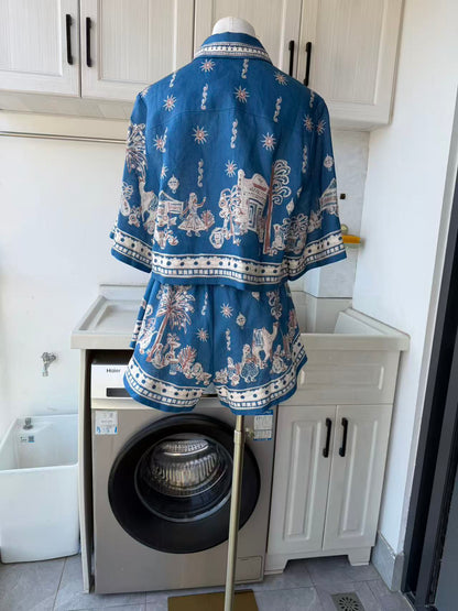 AM Marrakech linen cropped shirt & shorts