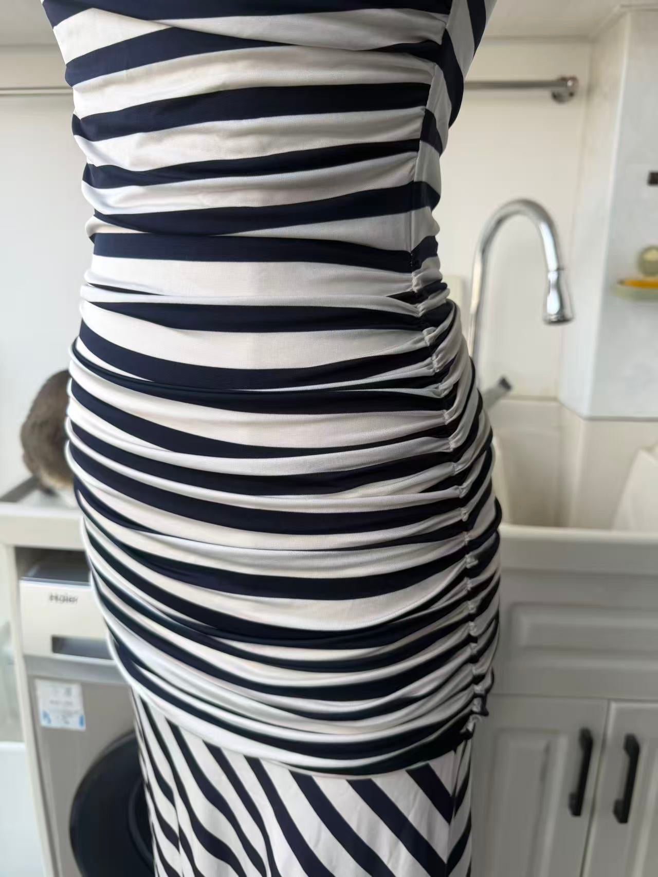 SP Navy stripe viscose blend maxi dress