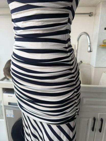 SP Navy stripe viscose blend maxi dress