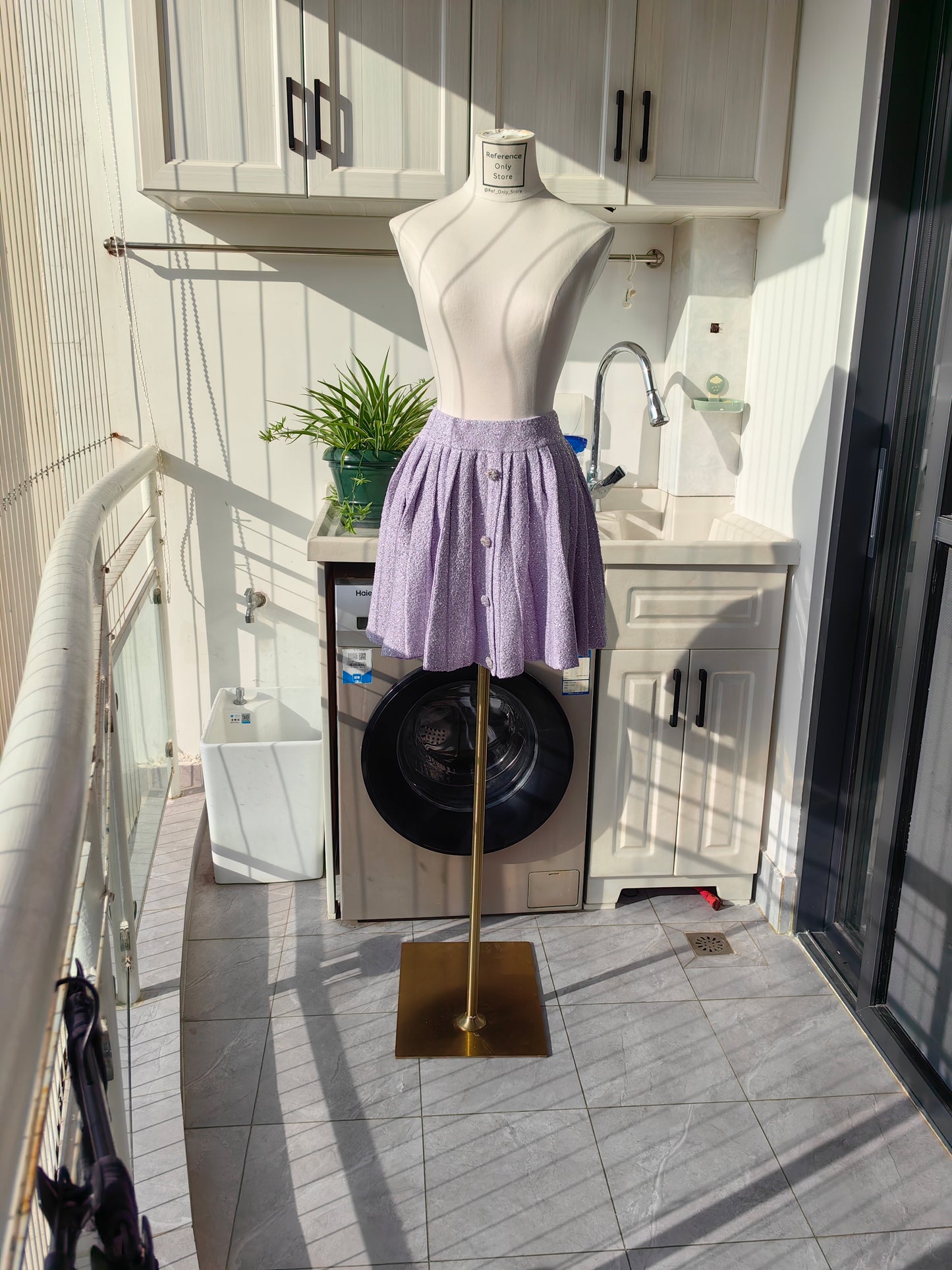 Sp Lilac Sequin Knit Cardigan & Pleated Mini Skirt