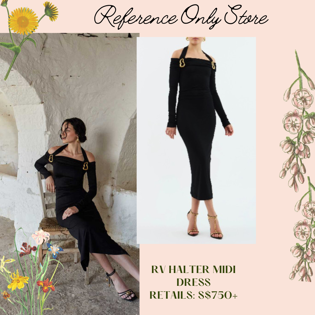 RV Black Domenica Halter midi dress