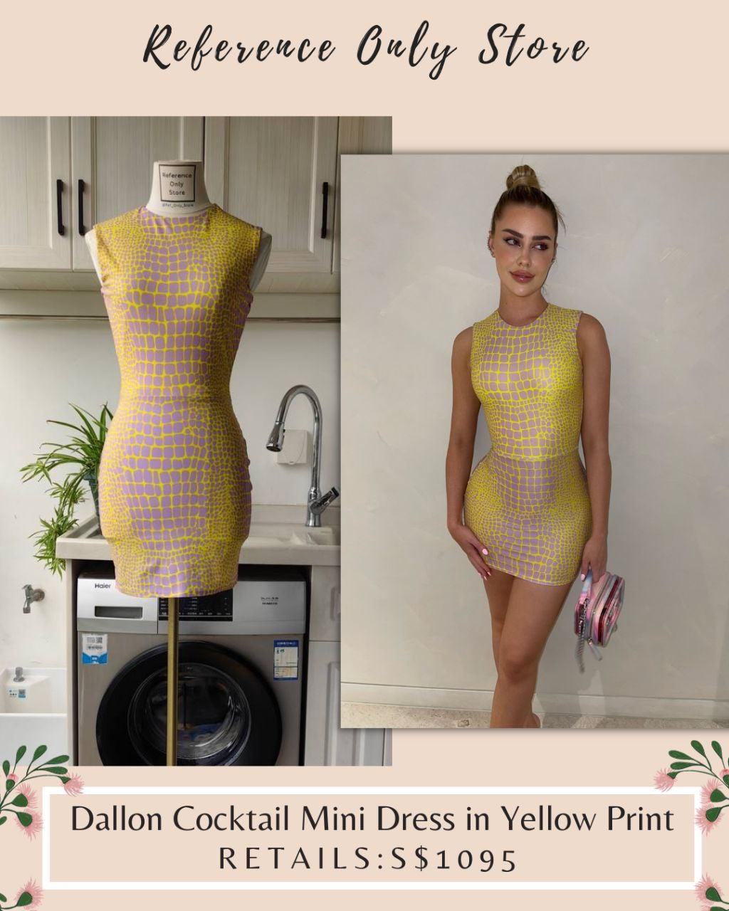 AP Dallon Cocktail Mini Dress in yellow / pink
