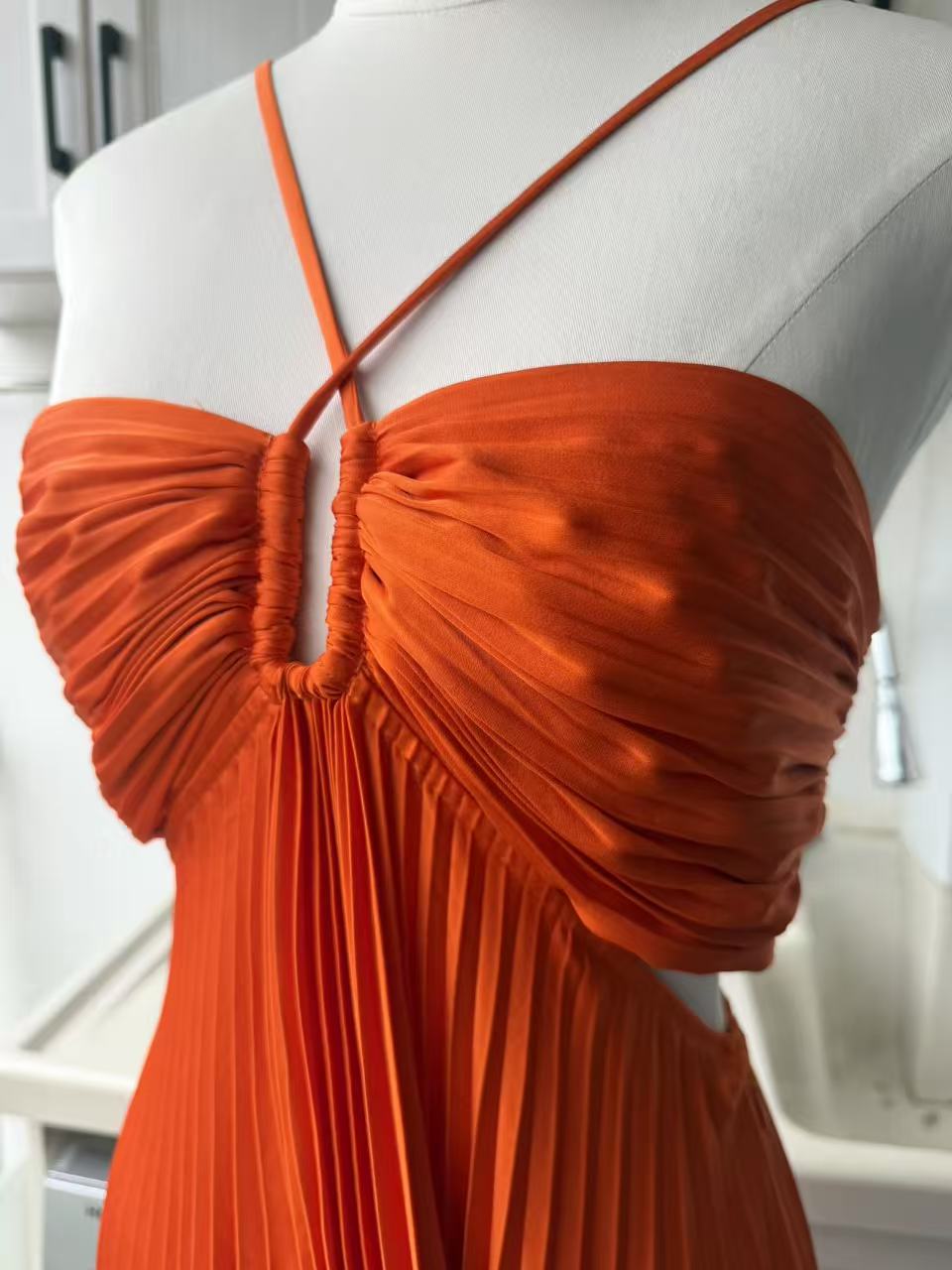 ALC Moira satin pleated maxi dress