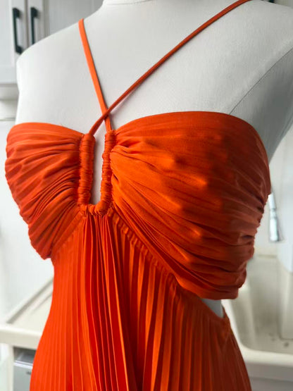 ALC Moira satin pleated maxi dress