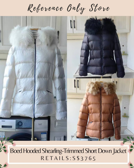 MC Boed Hooded shearling trimmed short down jacket